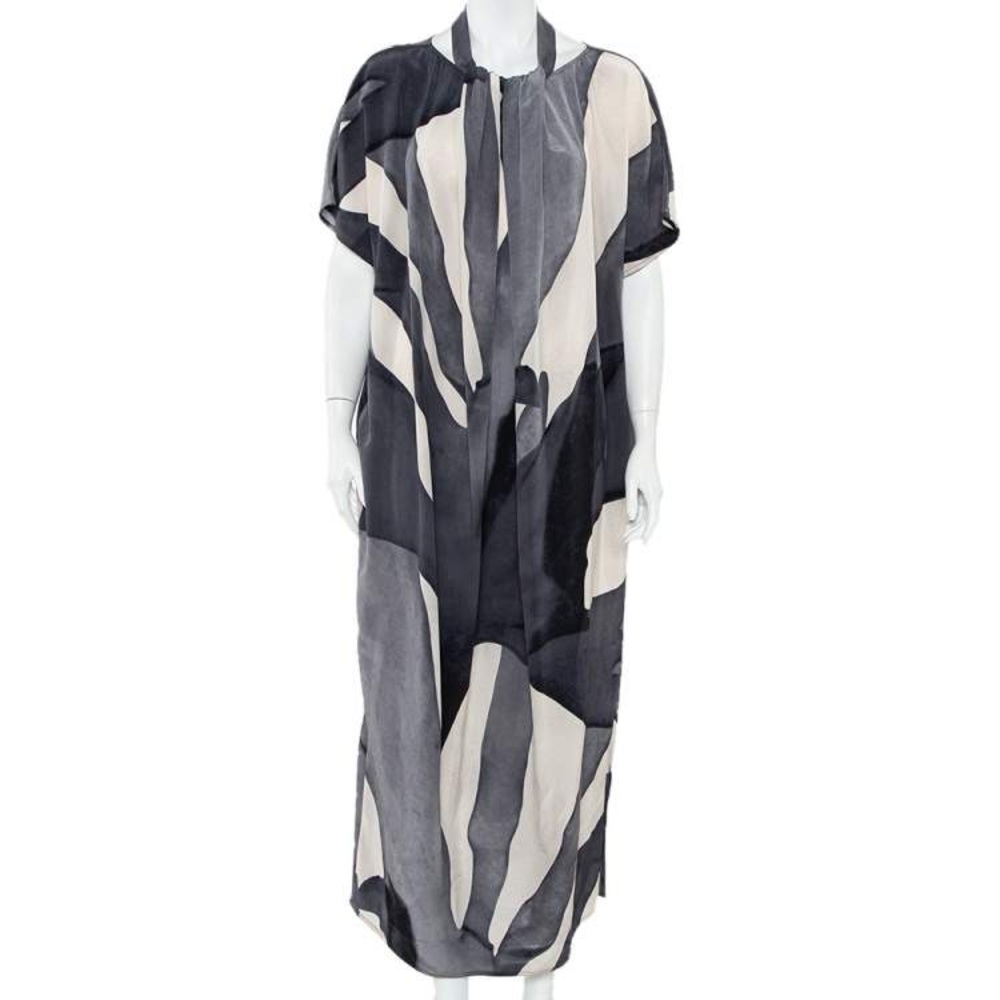 Max Mara - Grey Abstract printed Silk Draped